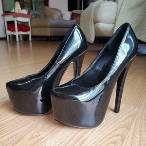 Black Patent leather Platform 6" heels pumps 5.5